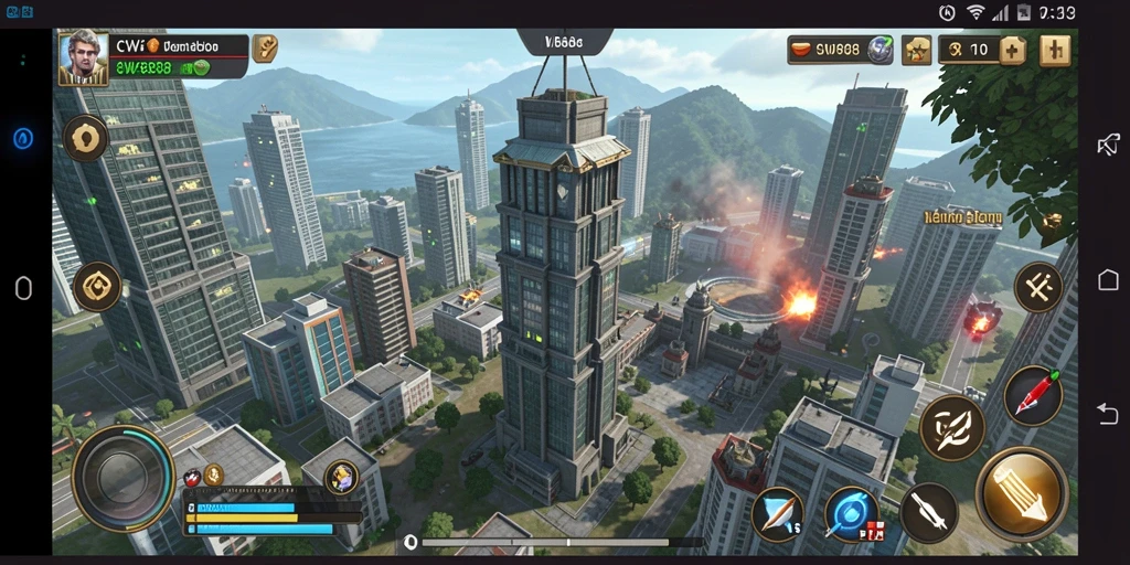 Tampilan gameplay CW8888 menampilkan menara pertahanan yang strategis.