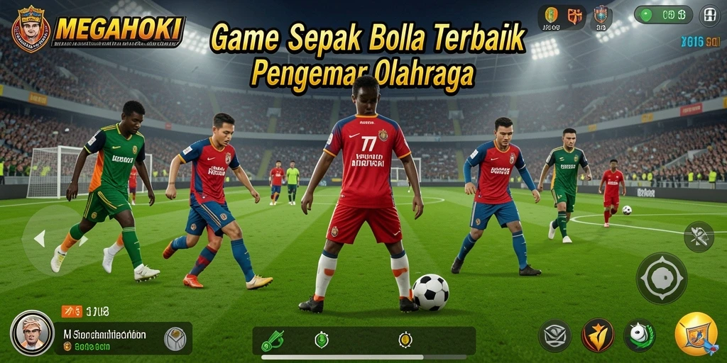 Gameplay MEGAHOKI yang menegangkan dalam pertandingan sepak bola.