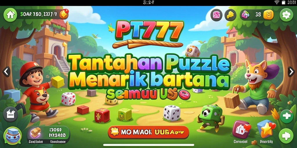 Screenshot utama PT777 menampilkan gameplay seru dengan puzzle yang menantang.